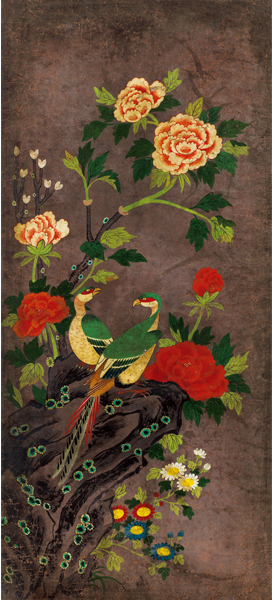 ‘화조도’_ 17-18세기. 8점, 종이에 채색. 각 92 x 41cm.