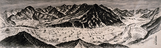 환도산성의 겨울1999년, 한지에 수묵, 278.5×900cm